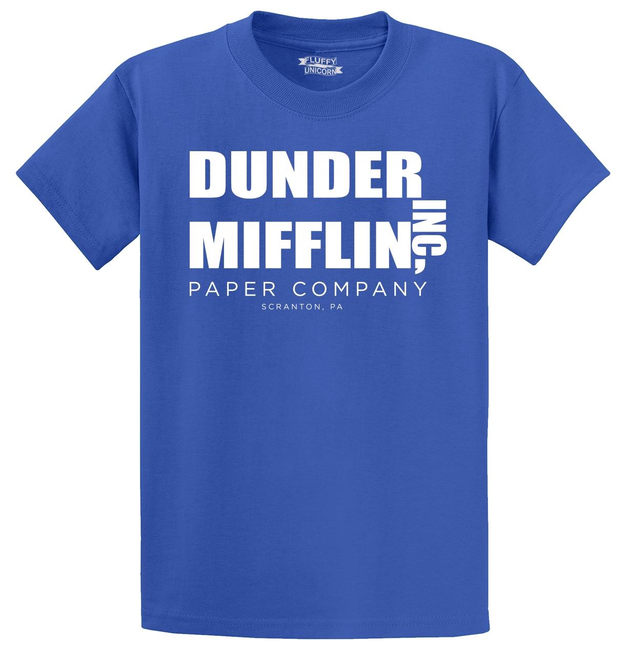  Dundler Mifflin Inc Paper Company on a Blue Short Sleeve T  Shirt, S : Ropa, Zapatos y Joyería