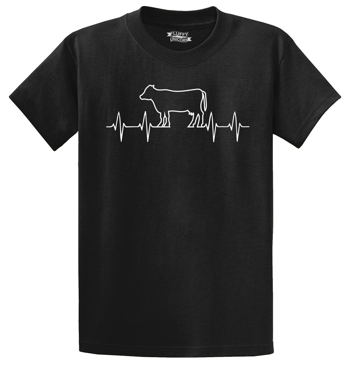 Cow Heartbeat T Shirt Cattle Lover Farm 