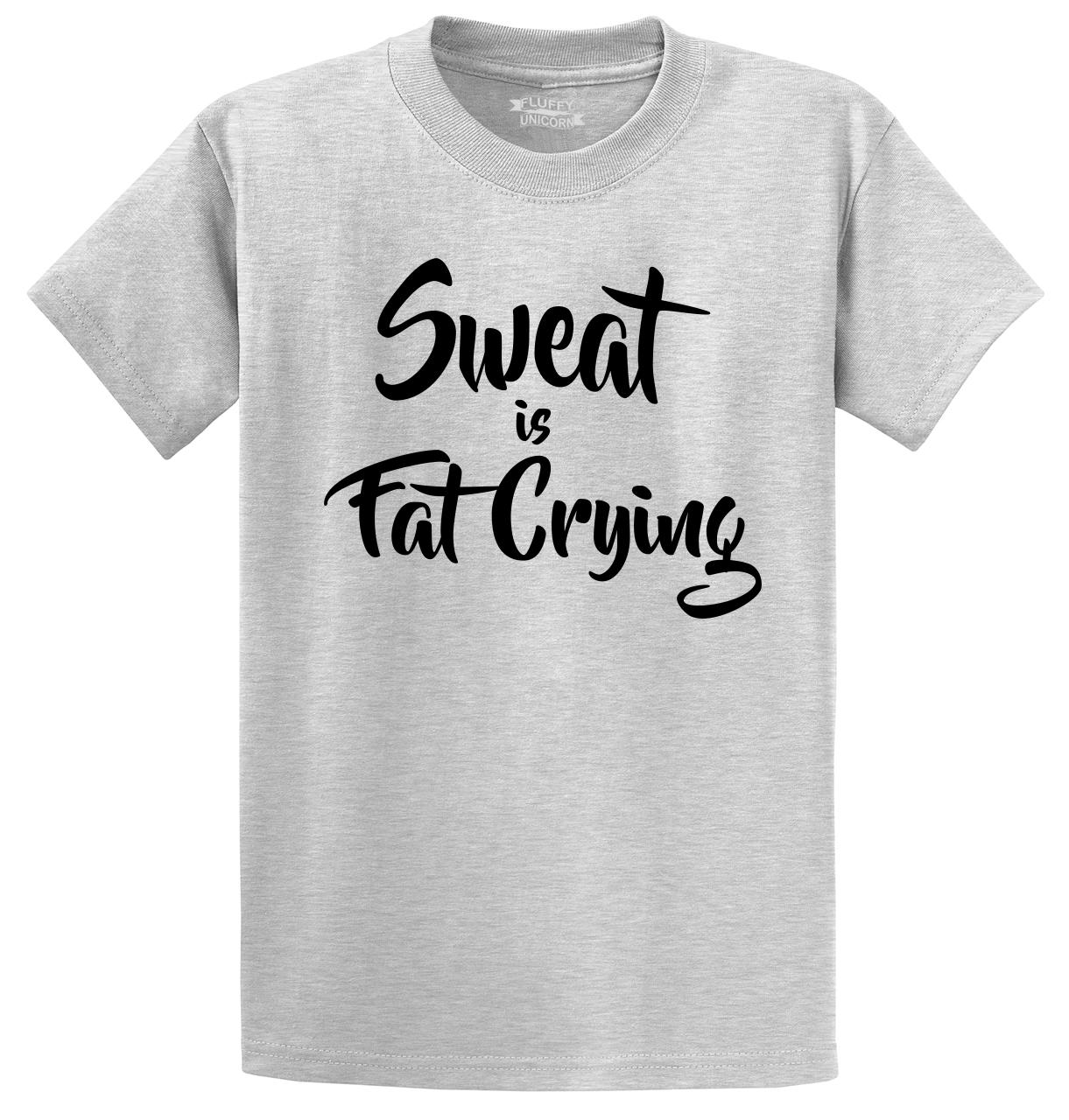 Gym Bodybuilding T-Shirt Funny Mens Sports Performance Tee Sweat Is Fat Crying 