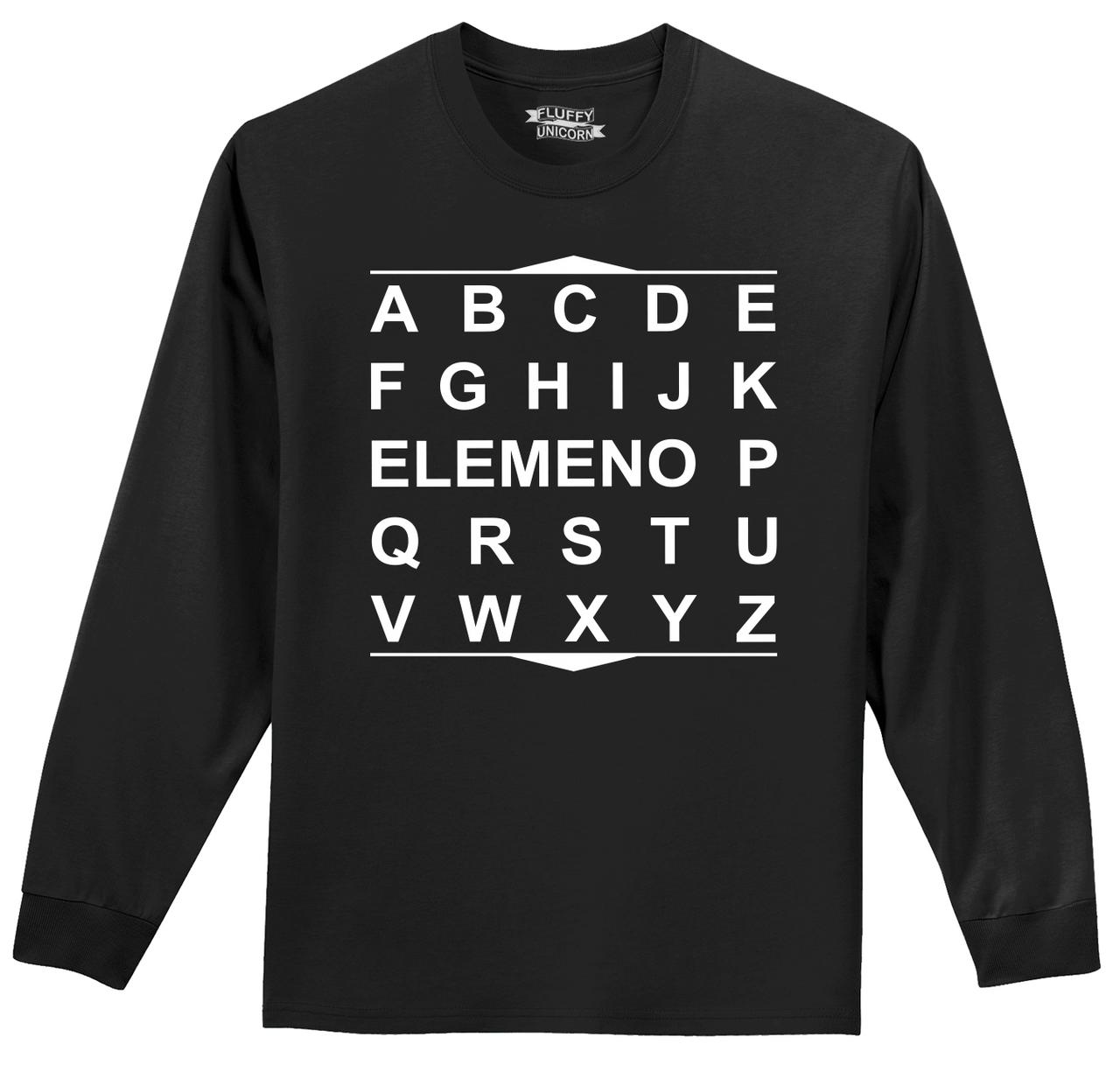 Abc Elemeno P Funny Ls T Shirt Funny Alphabet Graphic Tee College T Tee Z1 Ebay