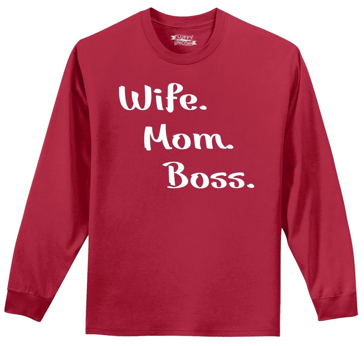 Mens Wife Mom Boss Ls Tee Mothers Day Mother Wife T Shirt Ebay