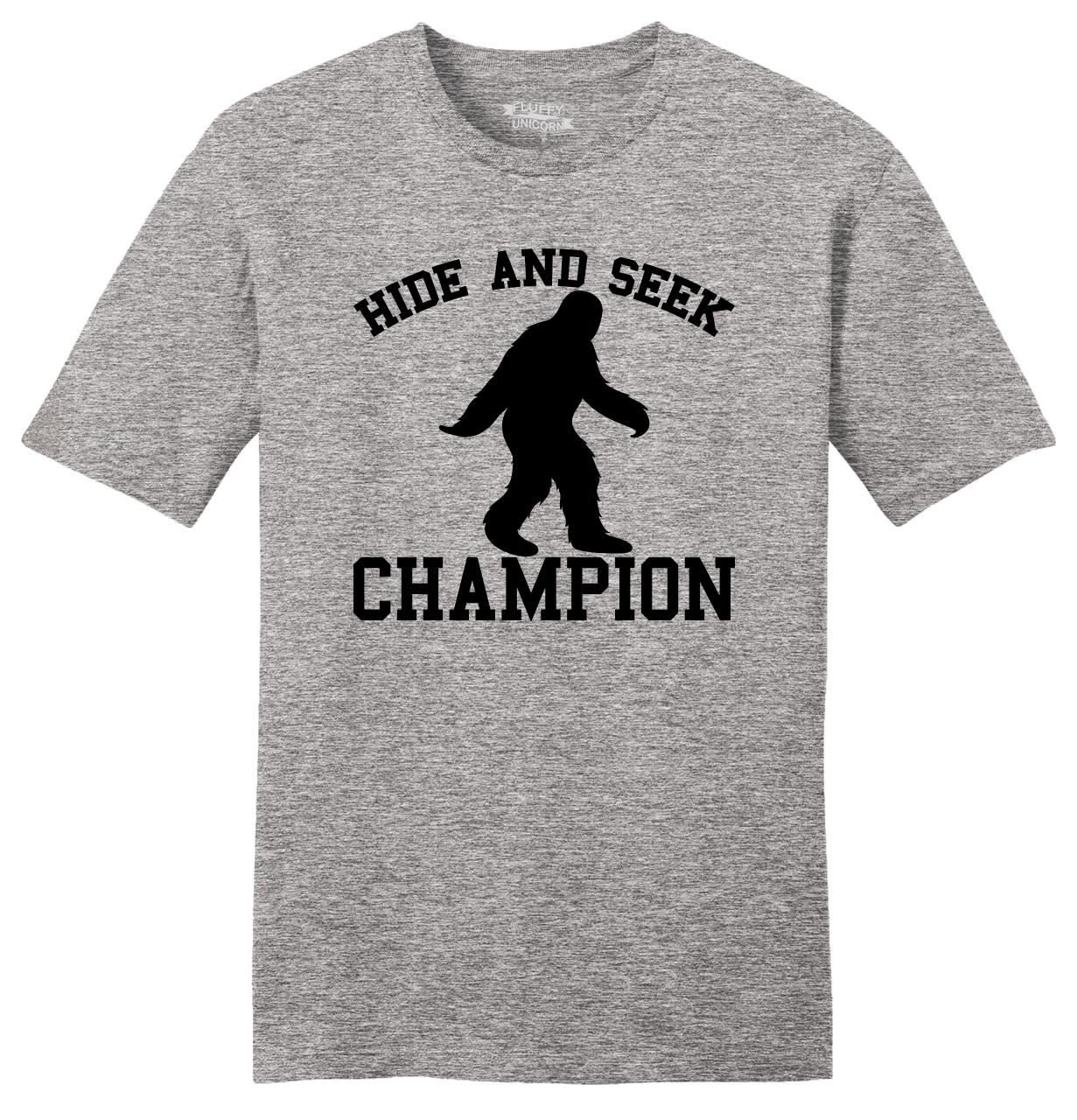 Hide and Seek Champion Funny Mens Soft T Shirt Bigfoot Sasquatch ...