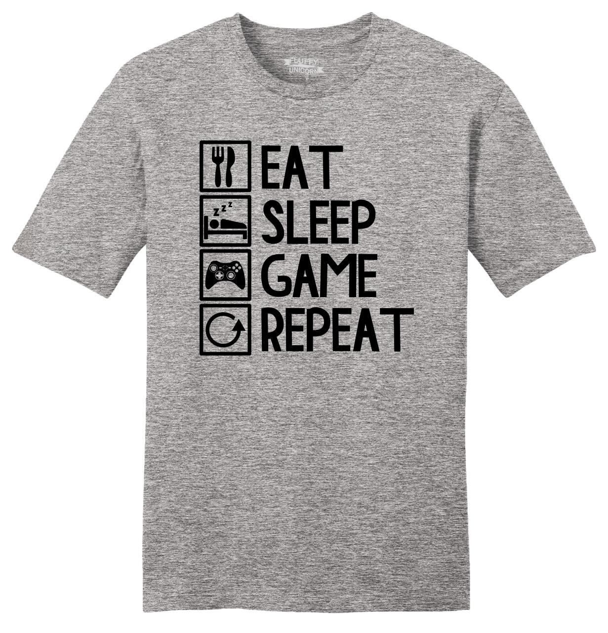 Eat Sleep Game Repeat Funny Mens Sft T Shirt Gamer Nerd Geek Gift ...