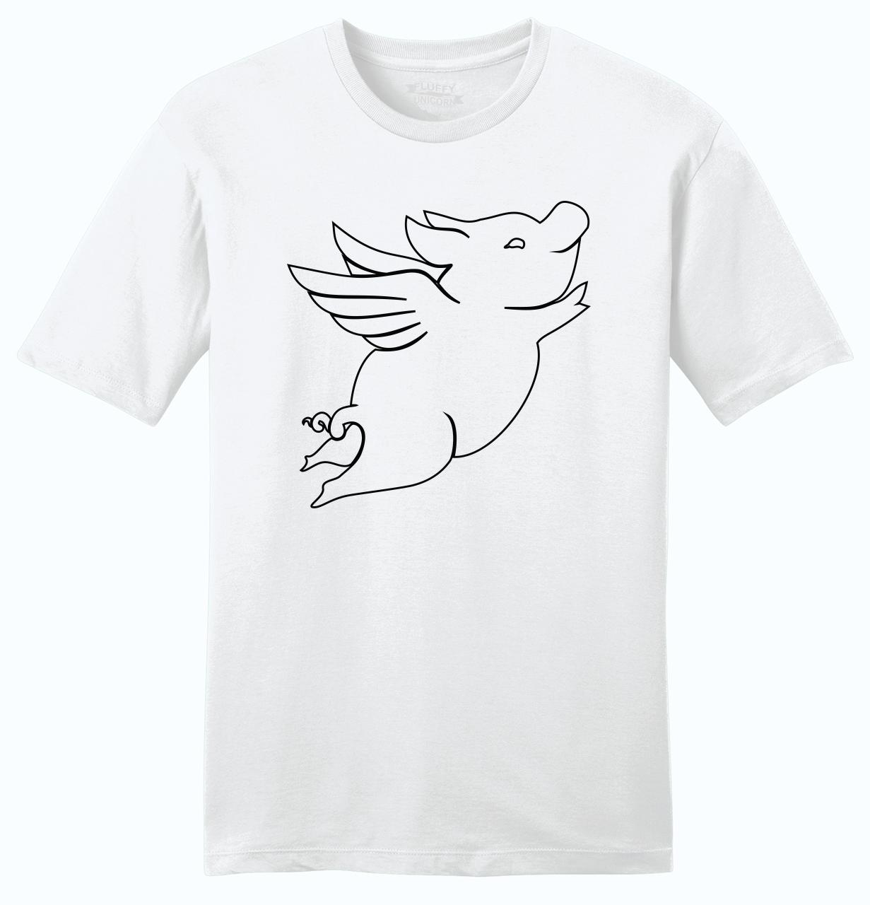Mens When Pigs Fly Fying Pig Soft Tee Graphic Animal Shirt | eBay