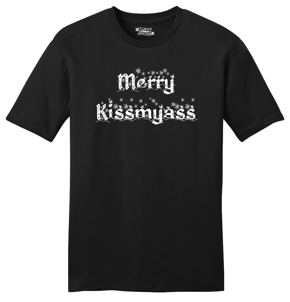 Mens Merry Kiss My Ass Soft Tee Christmas Xmas Rude Mean Shirt Ebay