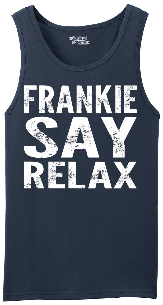 Solid White Frankie Says Relax Funny Novelty Mens Vest Singlet Tank Top 