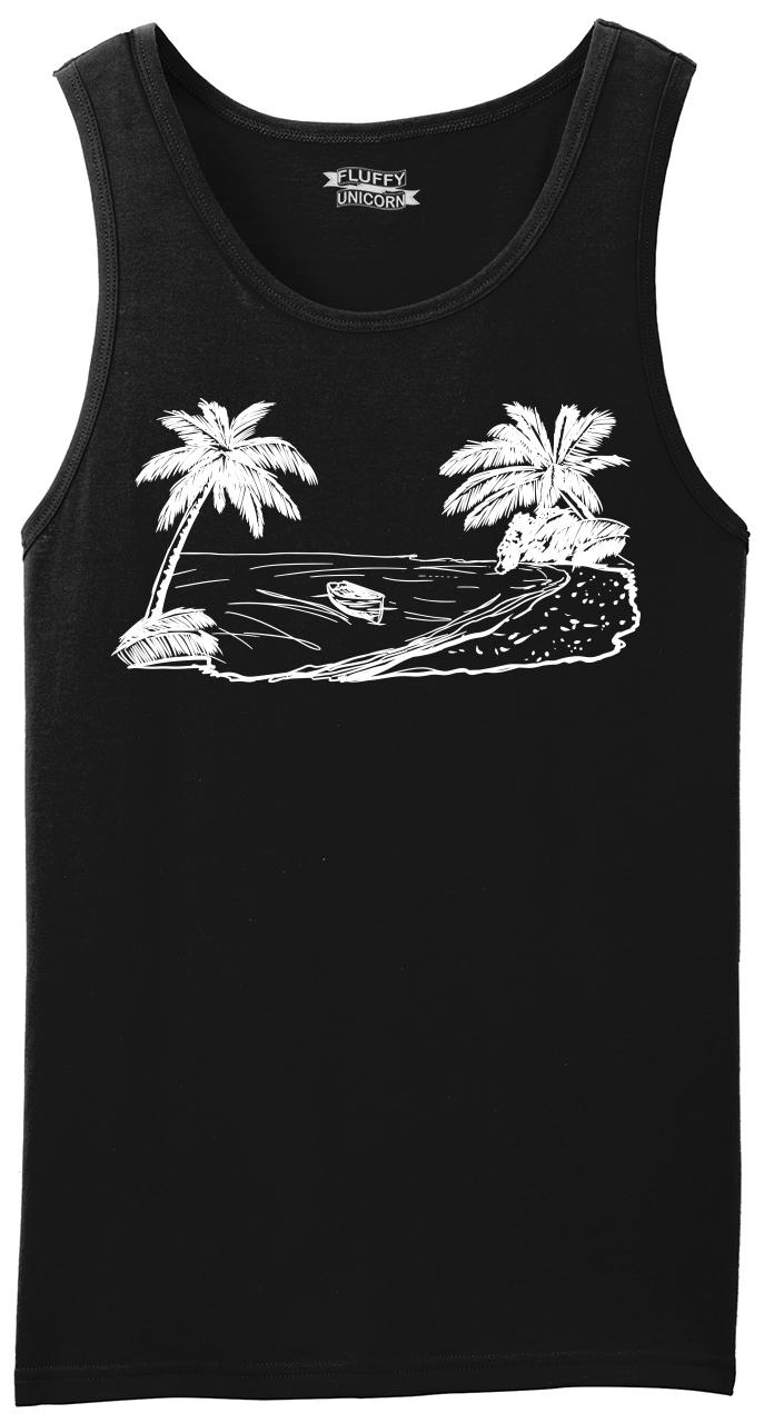 Beach Scene Graphic Mens Tank Top Vacation Cruise Island Summer Party ...