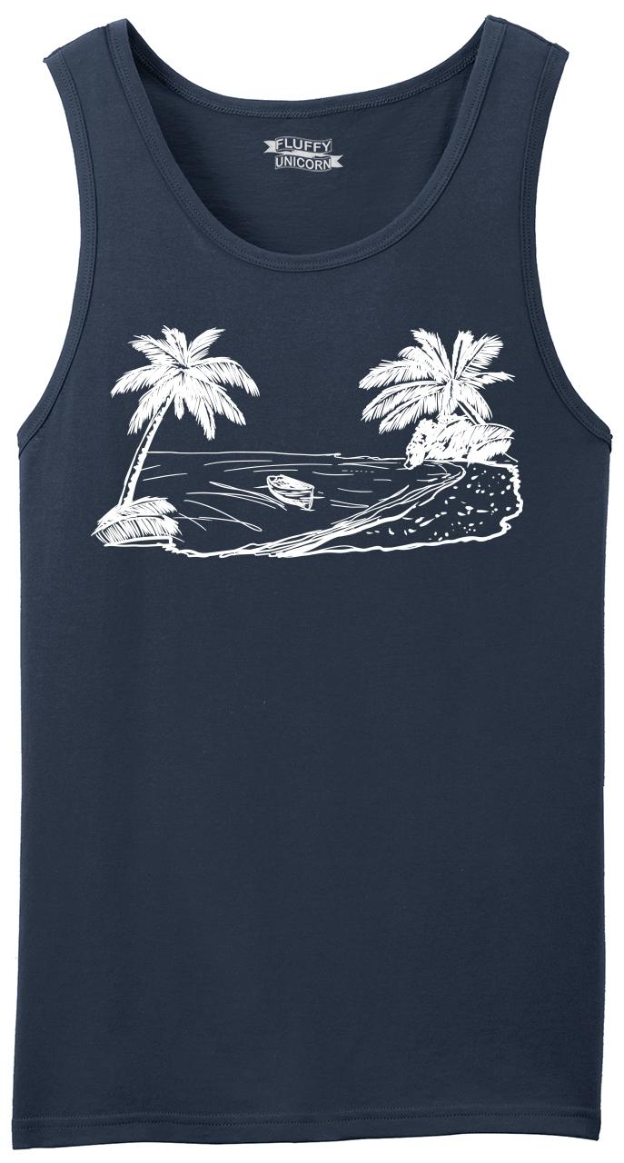 Beach Scene Graphic Mens Tank Top Vacation Cruise Island Summer Party ...