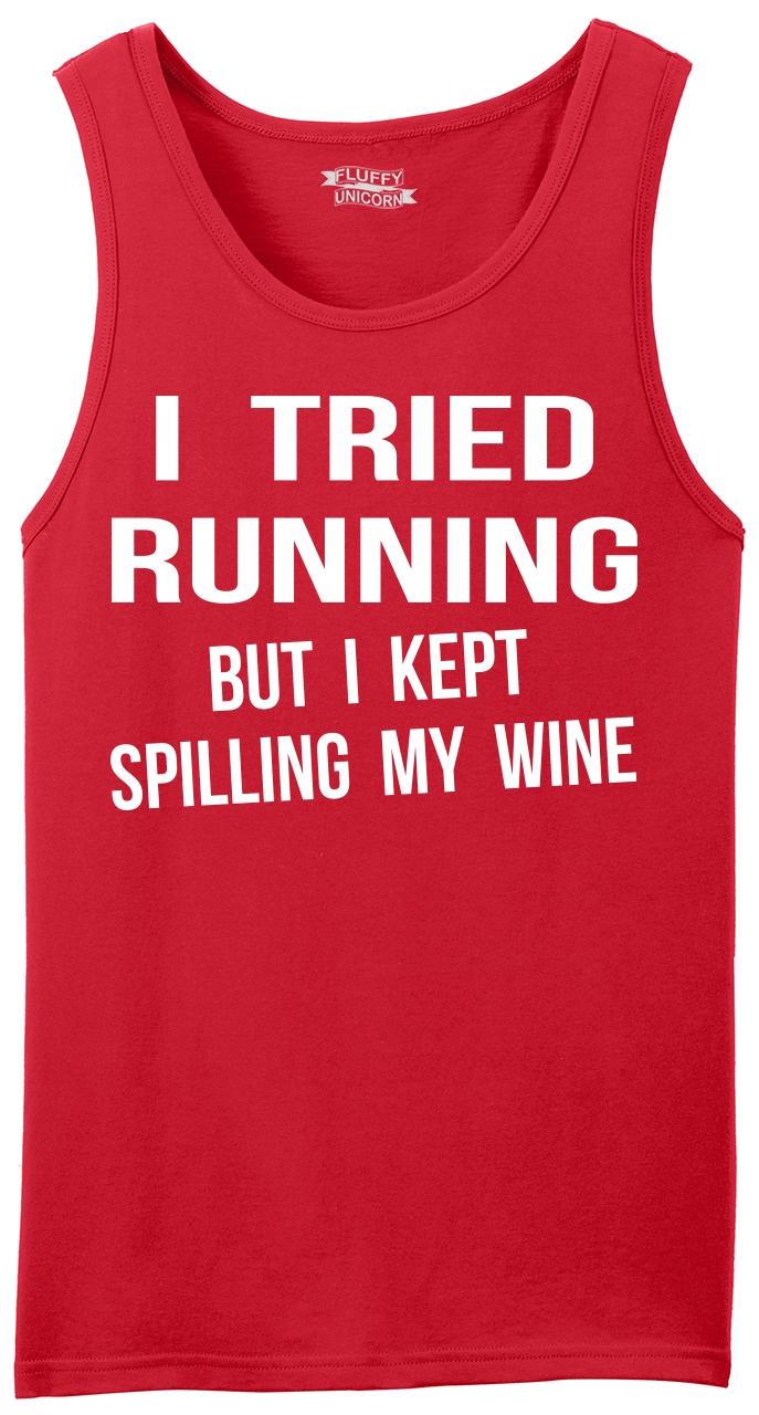 I Tried Running Kept Spilling Wine Funny Mens Tank Top Marathon Party ...