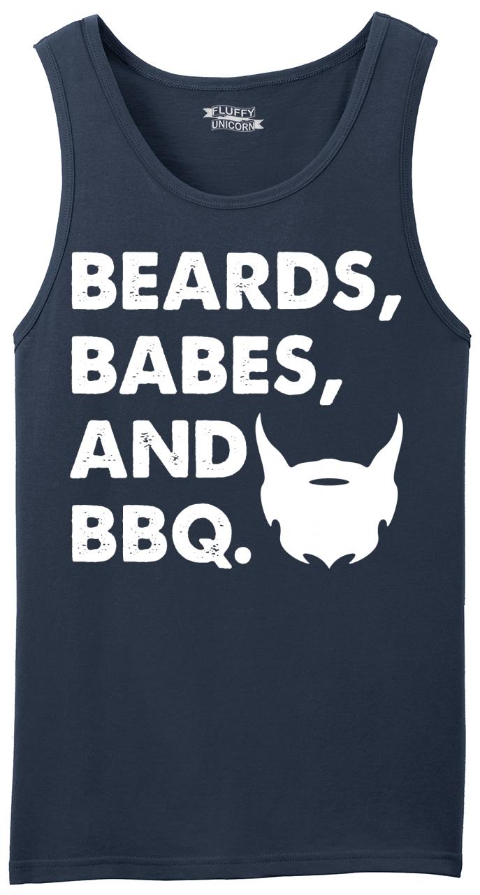 Mens Beards Babes BBQ Tri-Blend Tee Summer Redneck Outdoors Food