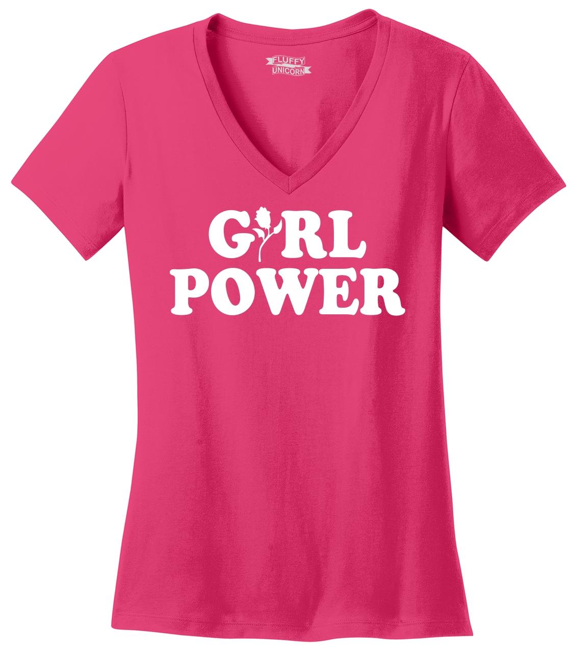 Girl Power Ladies V Neck T Shirt Feminism Graphic Tee T Tee Z5 Ebay