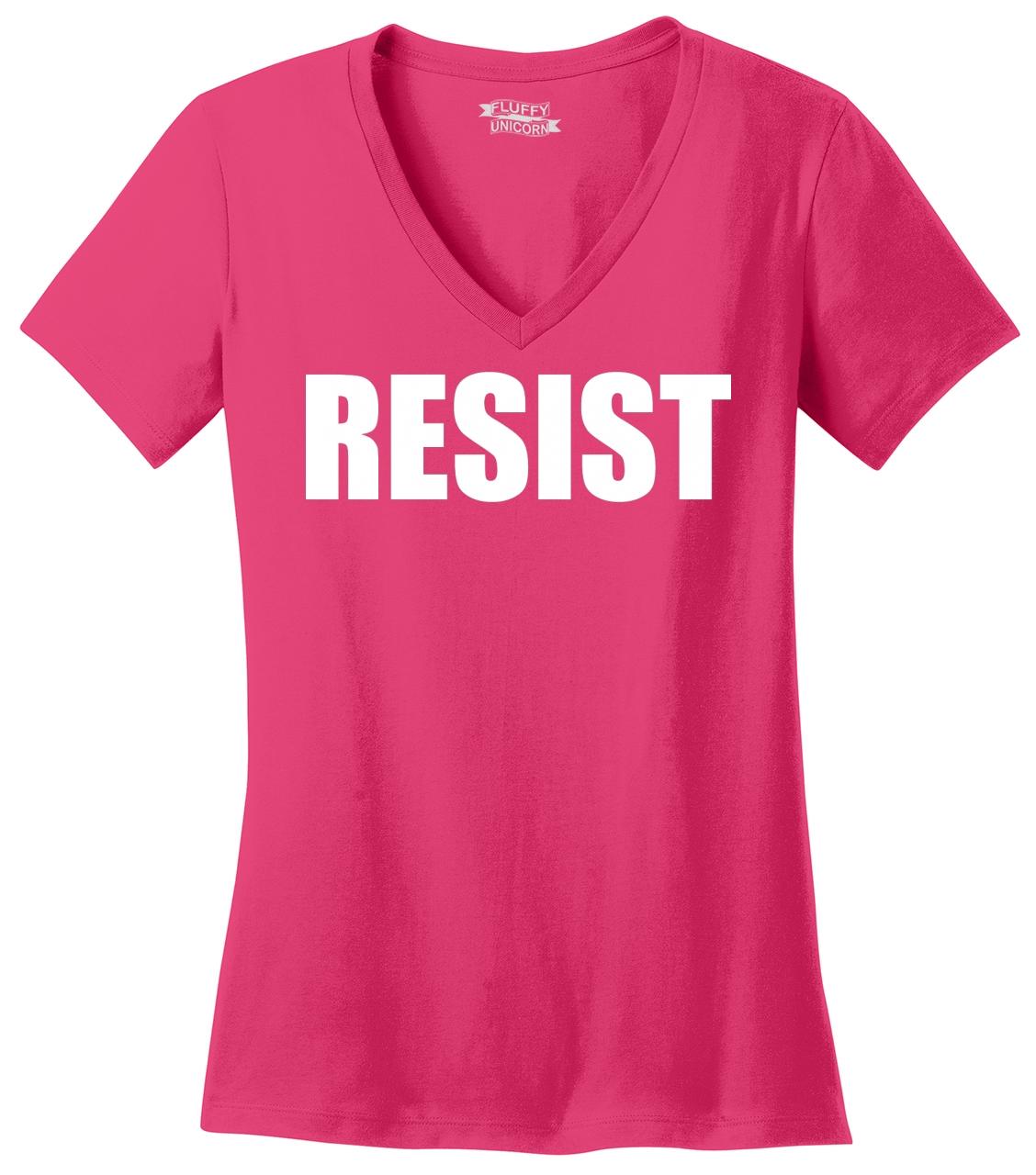 Resist V-neck Shirts T shirts for Women  Anti Trump Resist for Human Rights 