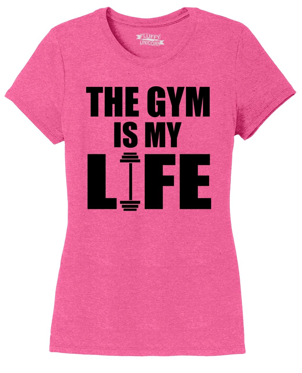 Ladies Gym Is My Life Funny Workout Gym Trainer Gift Shirt Tri-Blend ...