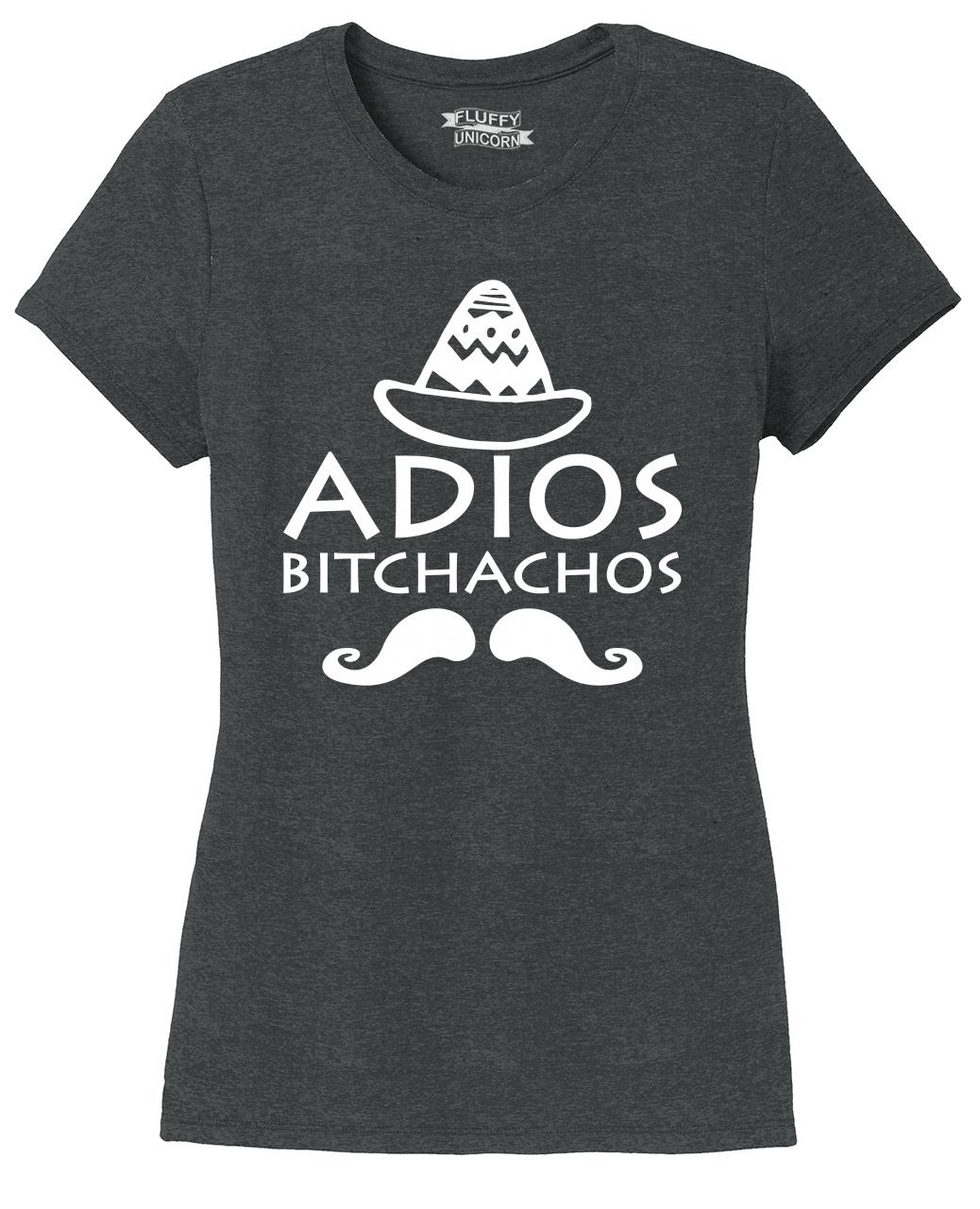 Ladies Tri-Blend Rocker Tank Top Adios Bitchachos Funny Tee Mexico Mexican Military Green Frost XS 