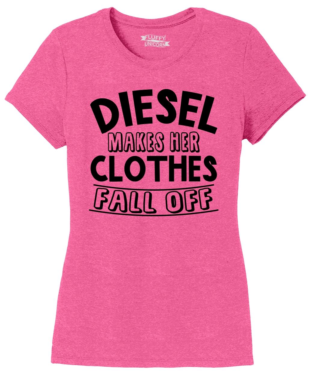 Ladies Diesel Makes Her Clothes Fall Off Tri Blend Tee Truck Sex 