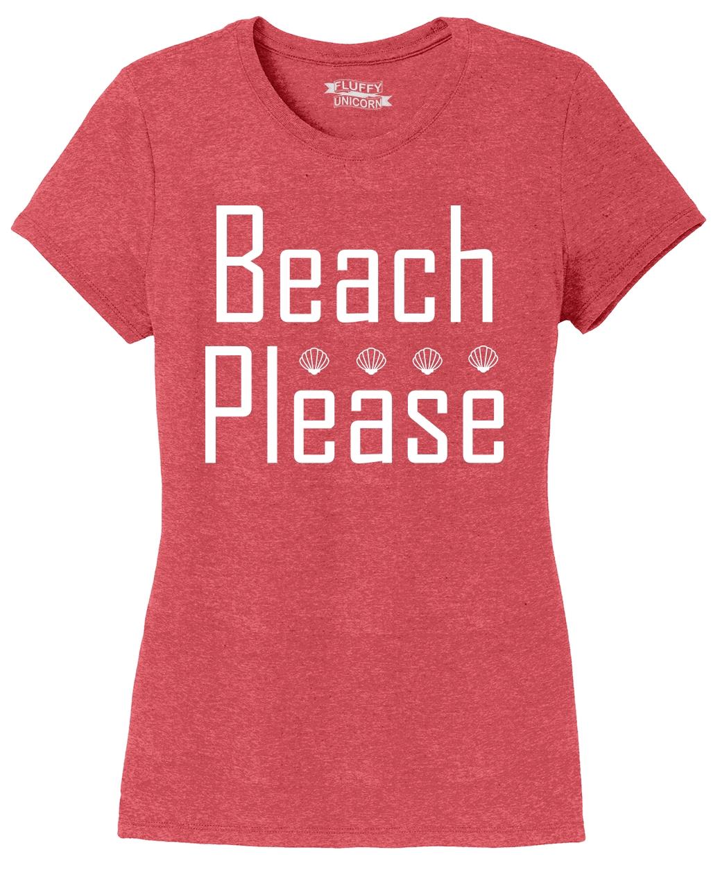 Ladies Beach Please Tri-Blend Tee Summer Ocean Vacation Sea Tee Shirt ...
