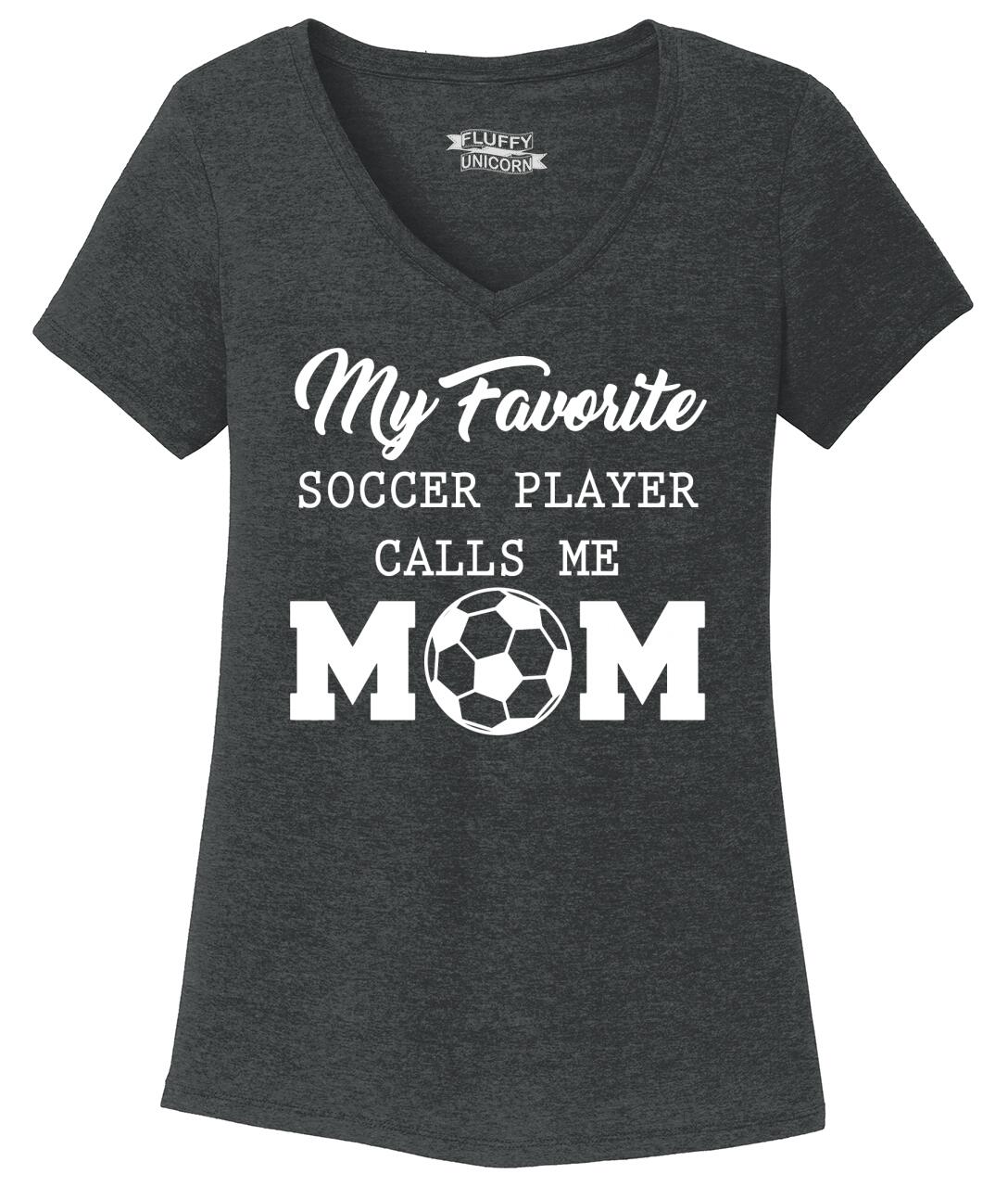 Ladies My Favorite Soccer Player Calls Me Mom Tri-Blend Tee Sports Game Soccer 