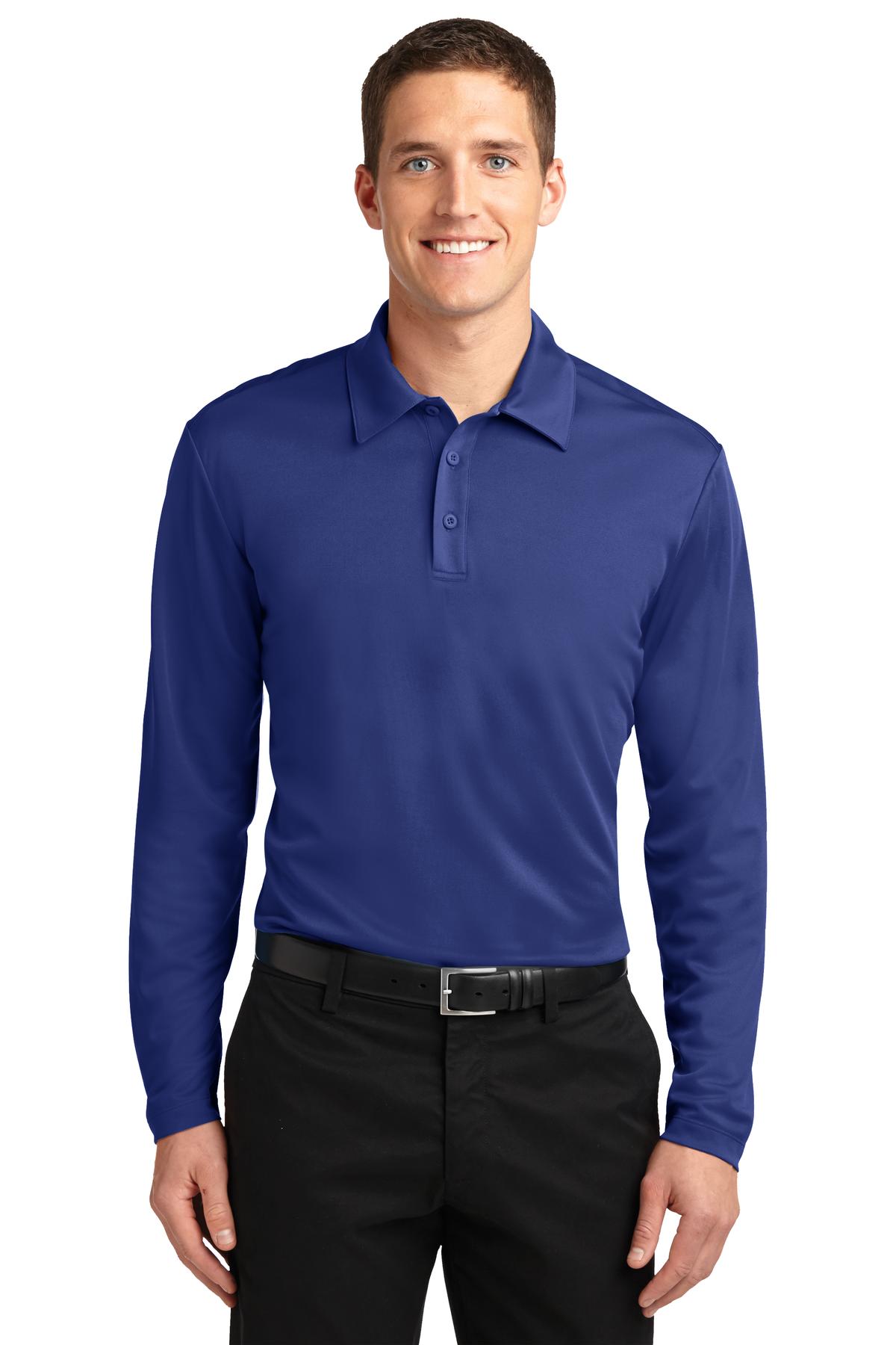 Port Authority Mens Silk Touch Dry Fit Long Sleeve Polo Shirt Polyester ...