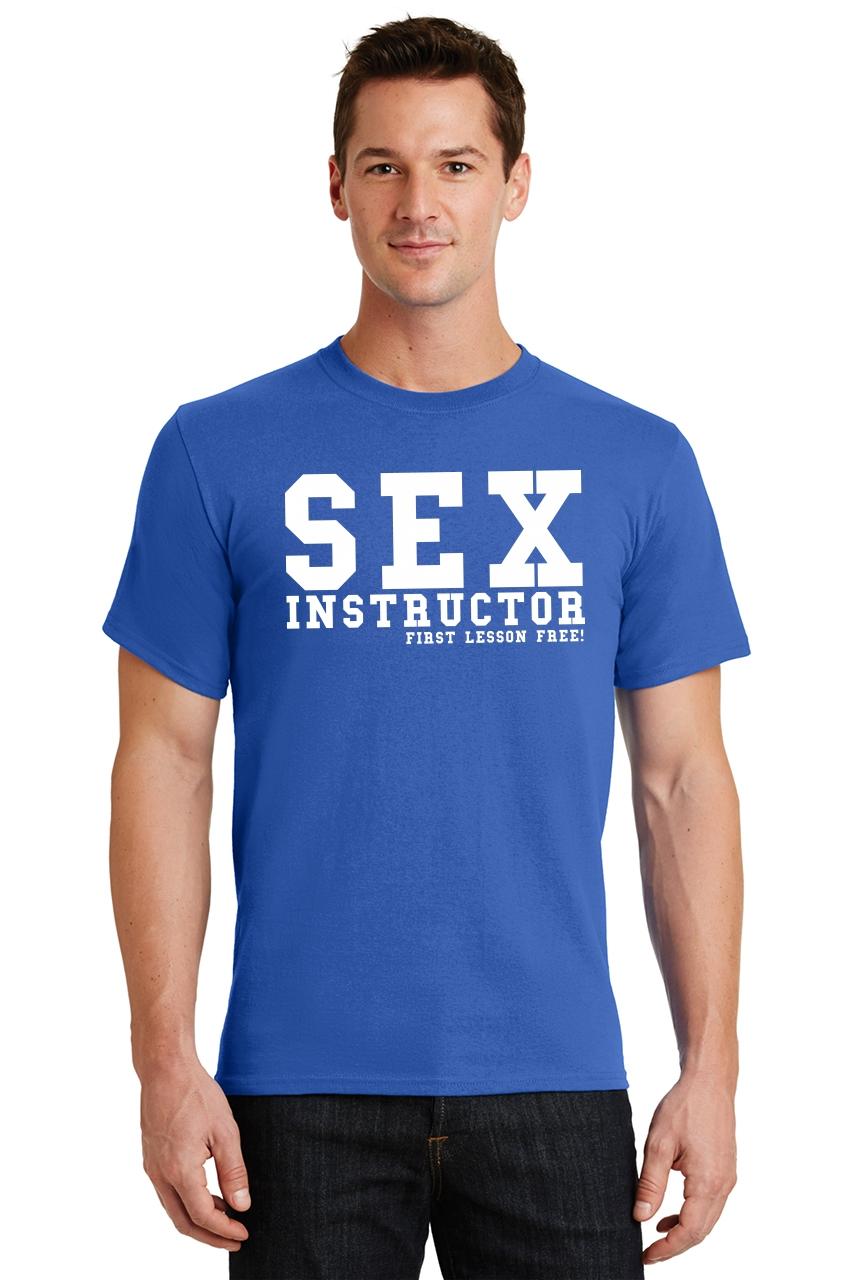 Mens Sex Instructor First Lesson Free T Shirt Party College Rude Shirt 