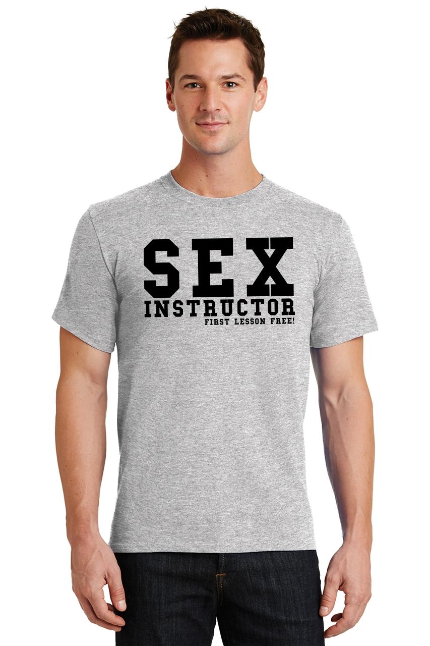 Mens Sex Instructor First Lesson Free T Shirt Party College Rude Shirt