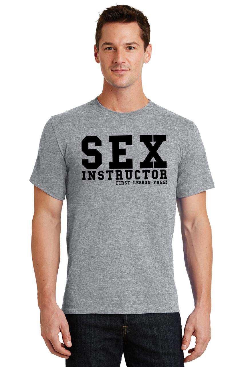 Mens Sex Instructor First Lesson Free T Shirt Party College Rude Shirt