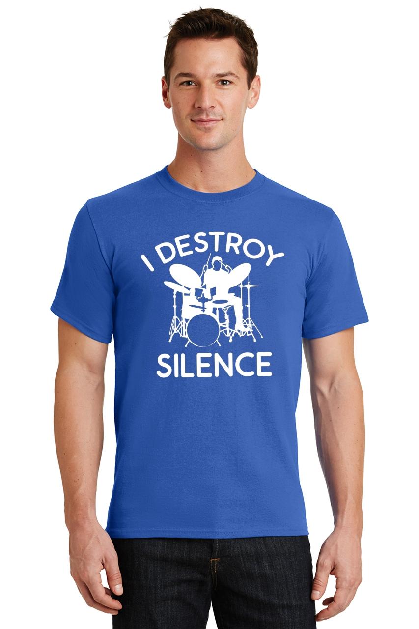 Mens I Destroy Silence T-Shirt Drums Drummer Band Musician | eBay