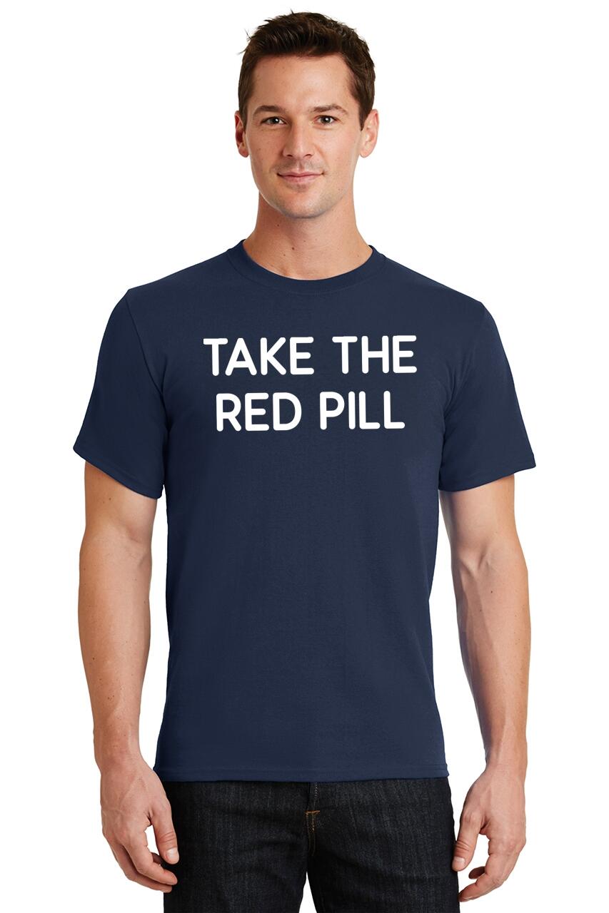 Mens Take The Red Pill T-Shirt Blue Movie | eBay