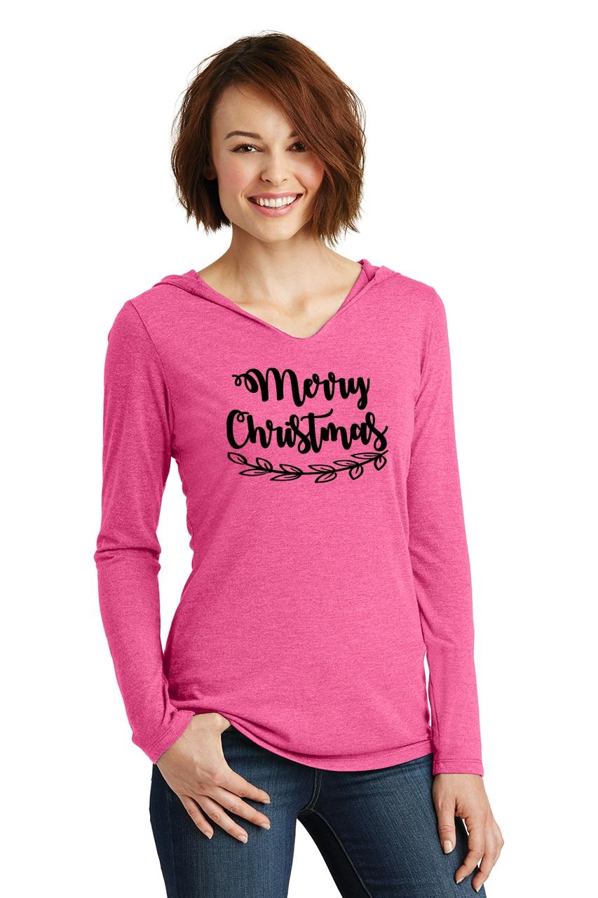 Ladies Merry Christmas Hoodie Shirt Xmas Holiday Shirt | eBay