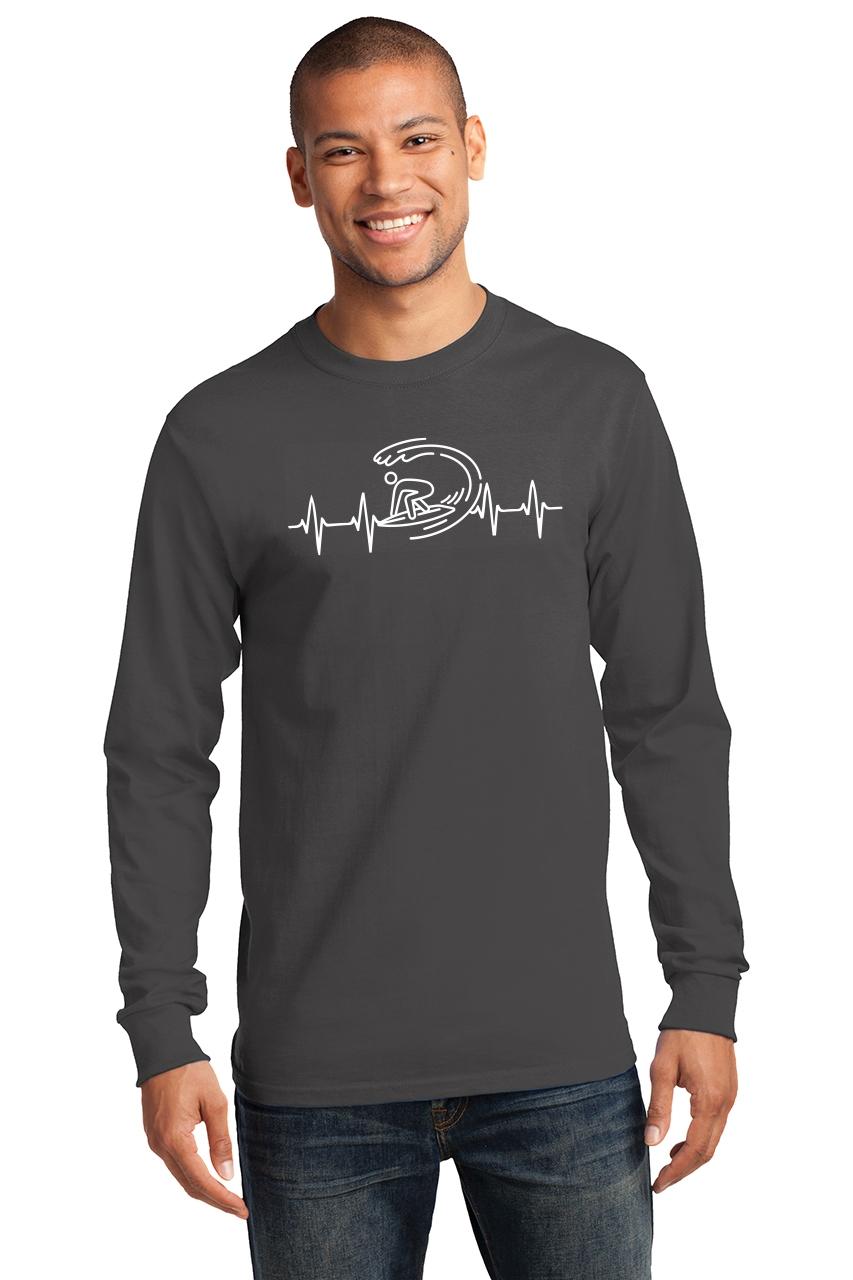 Download Mens Surfer Heartbeat Long Sleeve Tee Shirt Ocean Beach ...