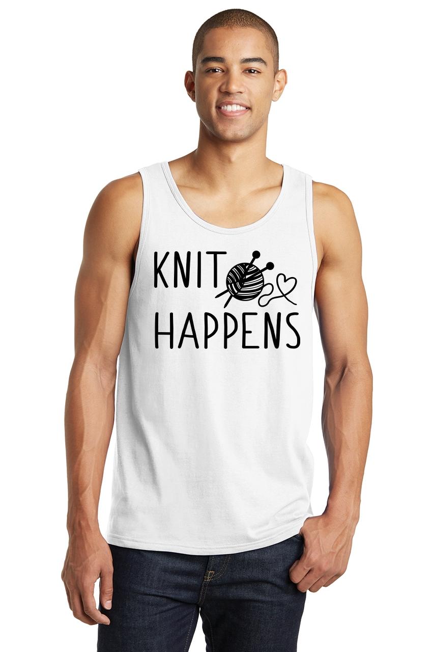 Knit Happens Funny Mens Tank Top Knitting Hobby Sewing Sleeveless Tee Z3 | eBay