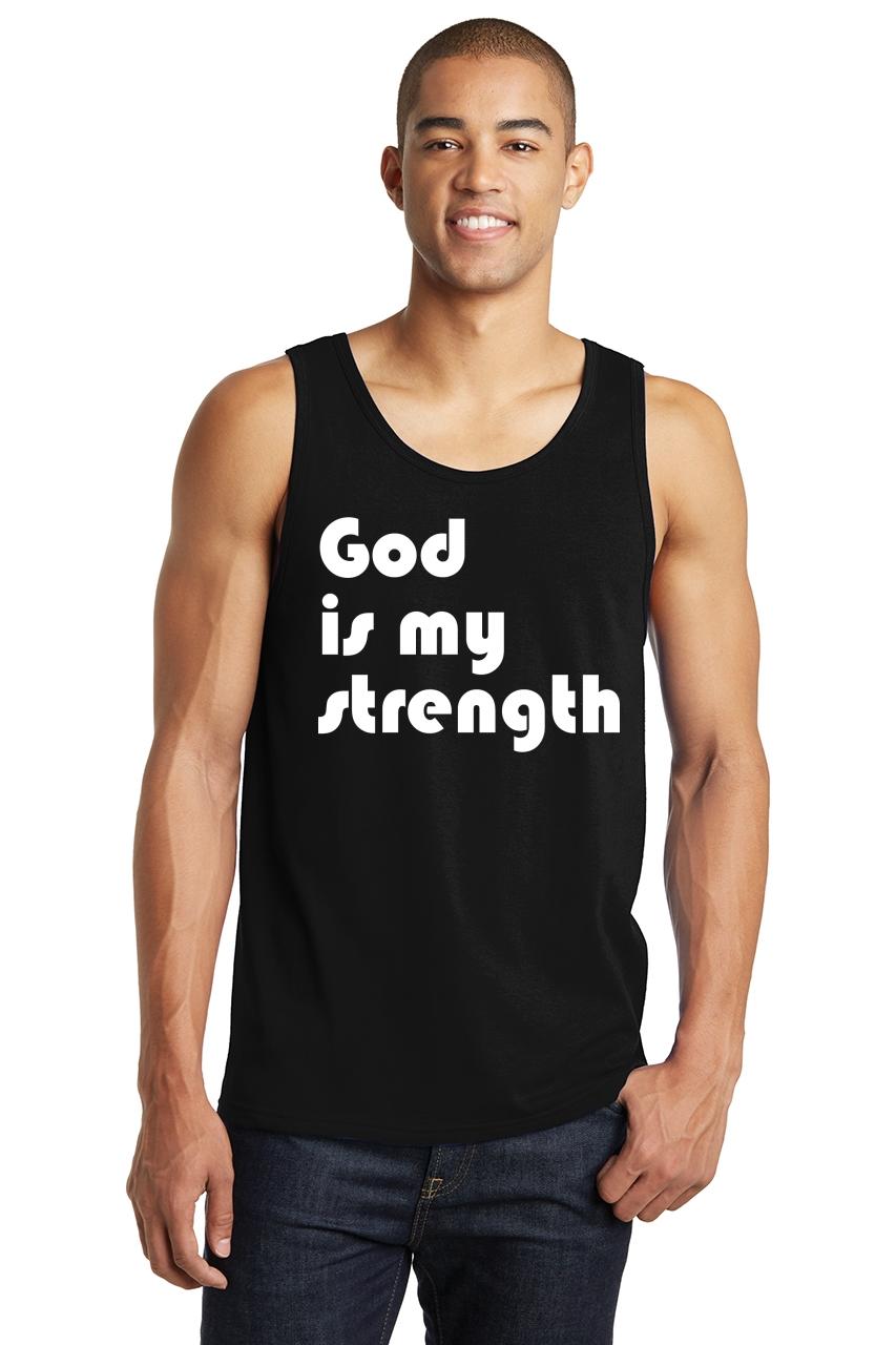 Mens God Is My Strength Tank Top Religious Jesus Christian Shirt | eBay