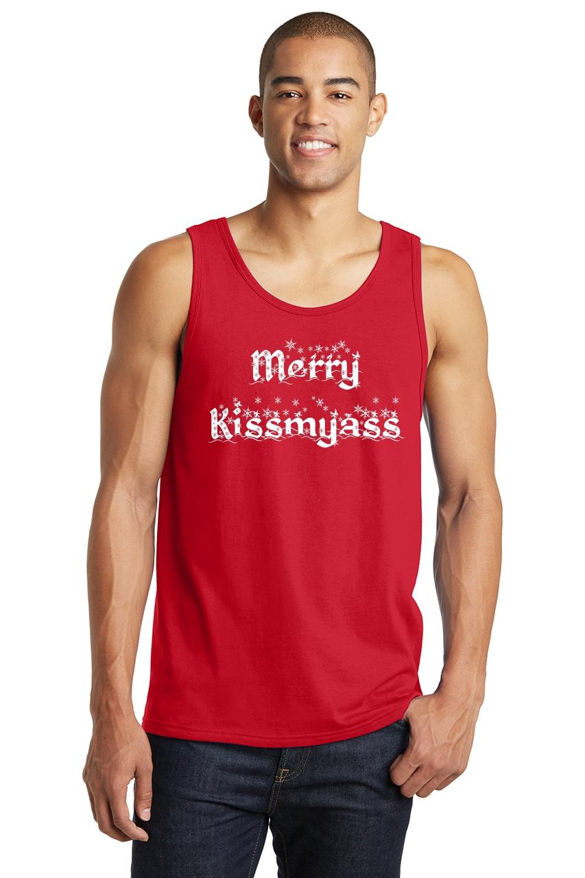 Mens Merry Kiss My Ass Tank Top Christmas Xmas Rude Mean Shirt Ebay