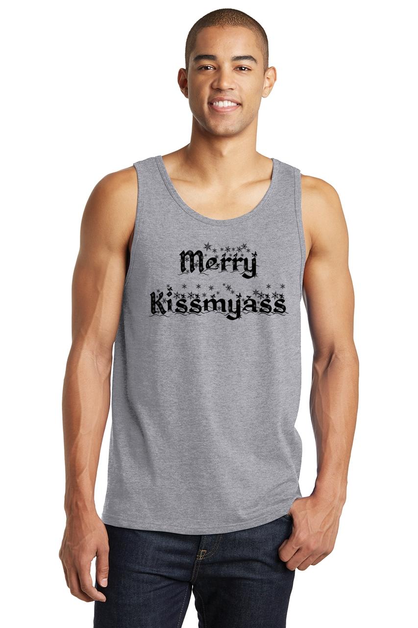 Mens Merry Kiss My Ass Tank Top Christmas Xmas Rude Mean Shirt Ebay