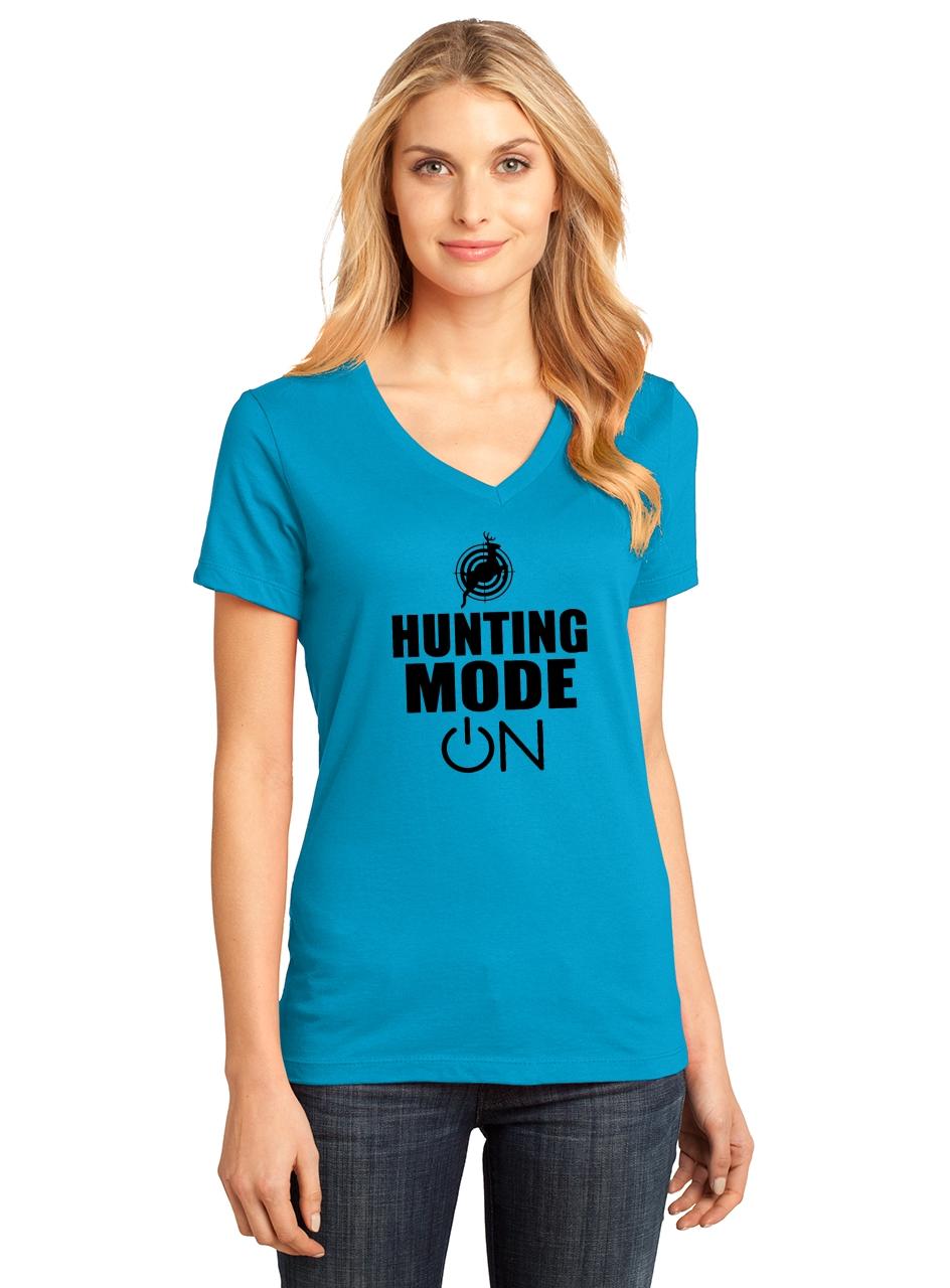 Ladies Hunting Mode On V-neck Tee Hunter Country Redneck Outdoors | eBay
