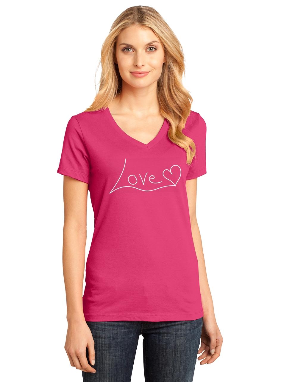 Ladies Love Heart V-neck Tee Relationship | eBay