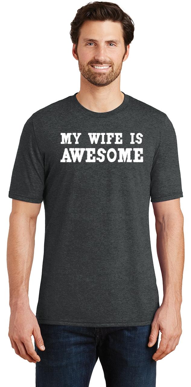 Mens My Wife Is Awesome Cute Valentines Day T Shirt Tri Blend Tee