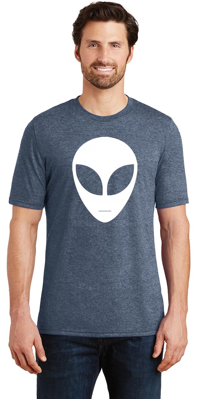Comical Shirt Ladies Alien Face Chest Print Tee Space Nerd Tri-Blend Tank Top