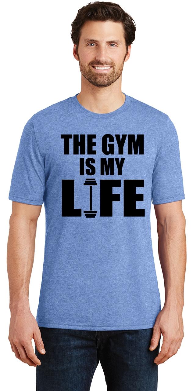 Mens Gym Is My Life Funny Workout Gym Trainer Gift Shirt Tri-Blend Tee ...