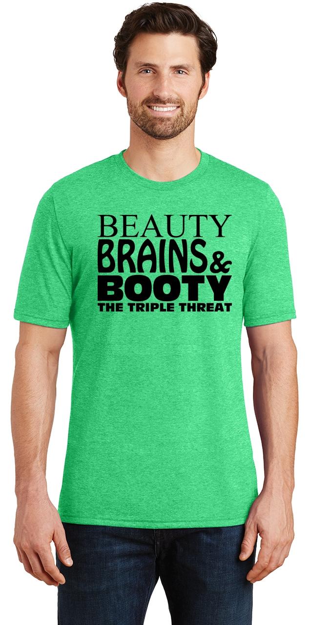 Mens Beauty Brains Booty Tri Blend Tee Girlfriend Wife Country Graphic