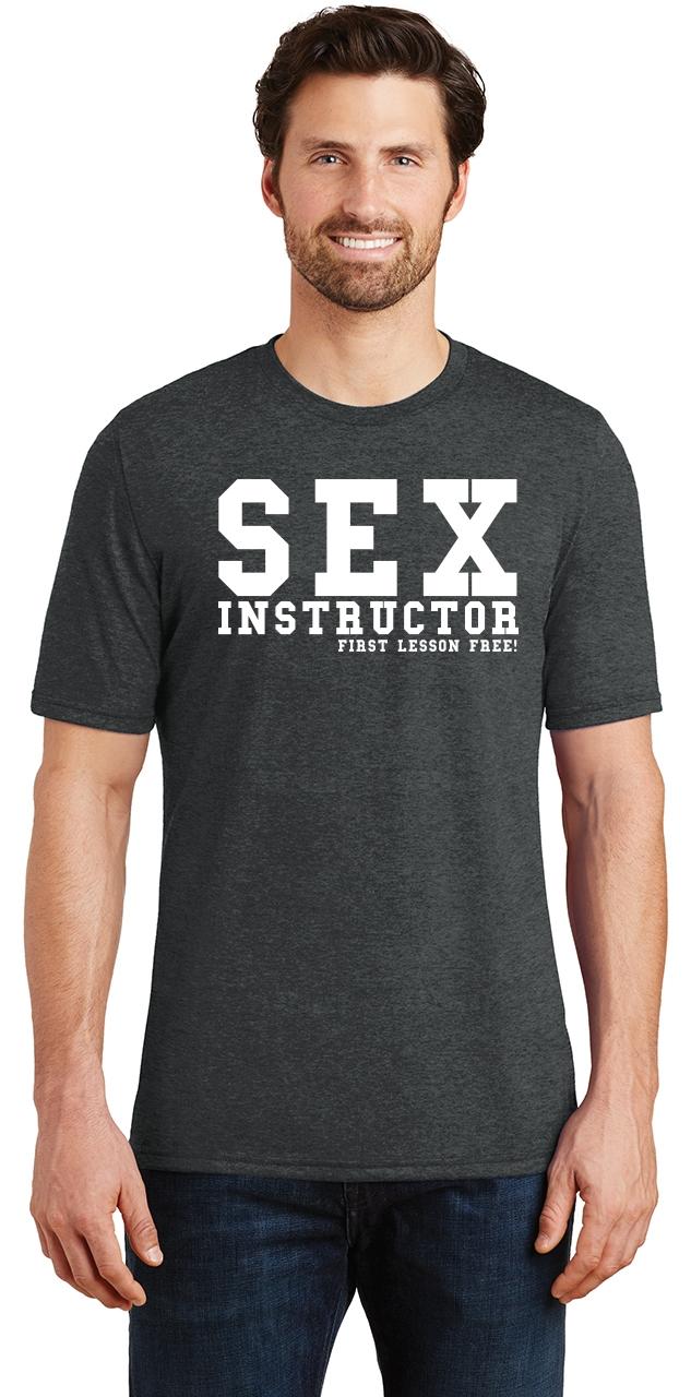 Mens Sex Instructor First Lesson Free Tri Blend Tee Party College Rude 4291