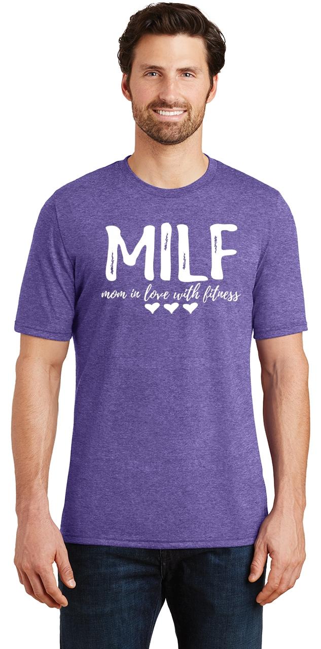 Mens Milf Mom In Love With Fitness Tri Blend Tee Wife Gym Workout Ebay