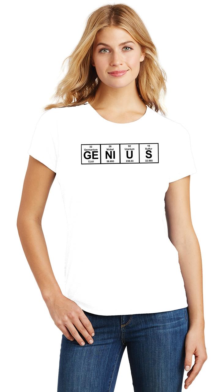 Ladies Genius Periodic Table Funny Science Geek Shirt Tri Blend Tee Smart Nerd 1299 Picclick 