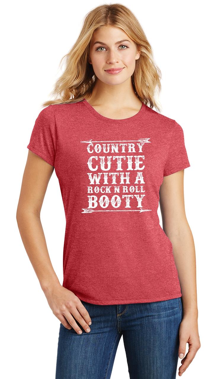 Ladies Country Cutie With Rock N Roll Booty Cute Graphic Tee Western ...
