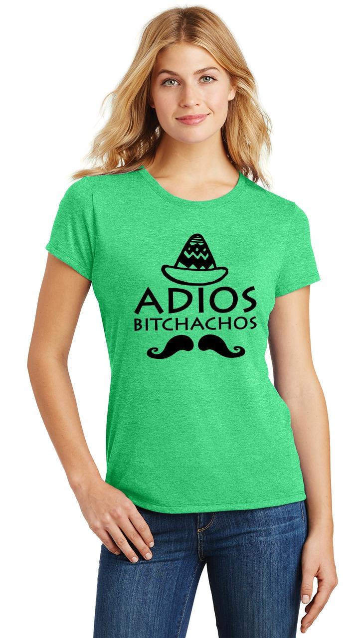 Ladies Tri-Blend Rocker Tank Top Adios Bitchachos Funny Tee Mexico Mexican Military Green Frost XS 