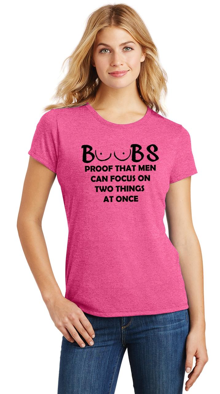 Ladies Boobs Proof Men Focus 2 Things Tri-Blend Tee Sex Husband ...