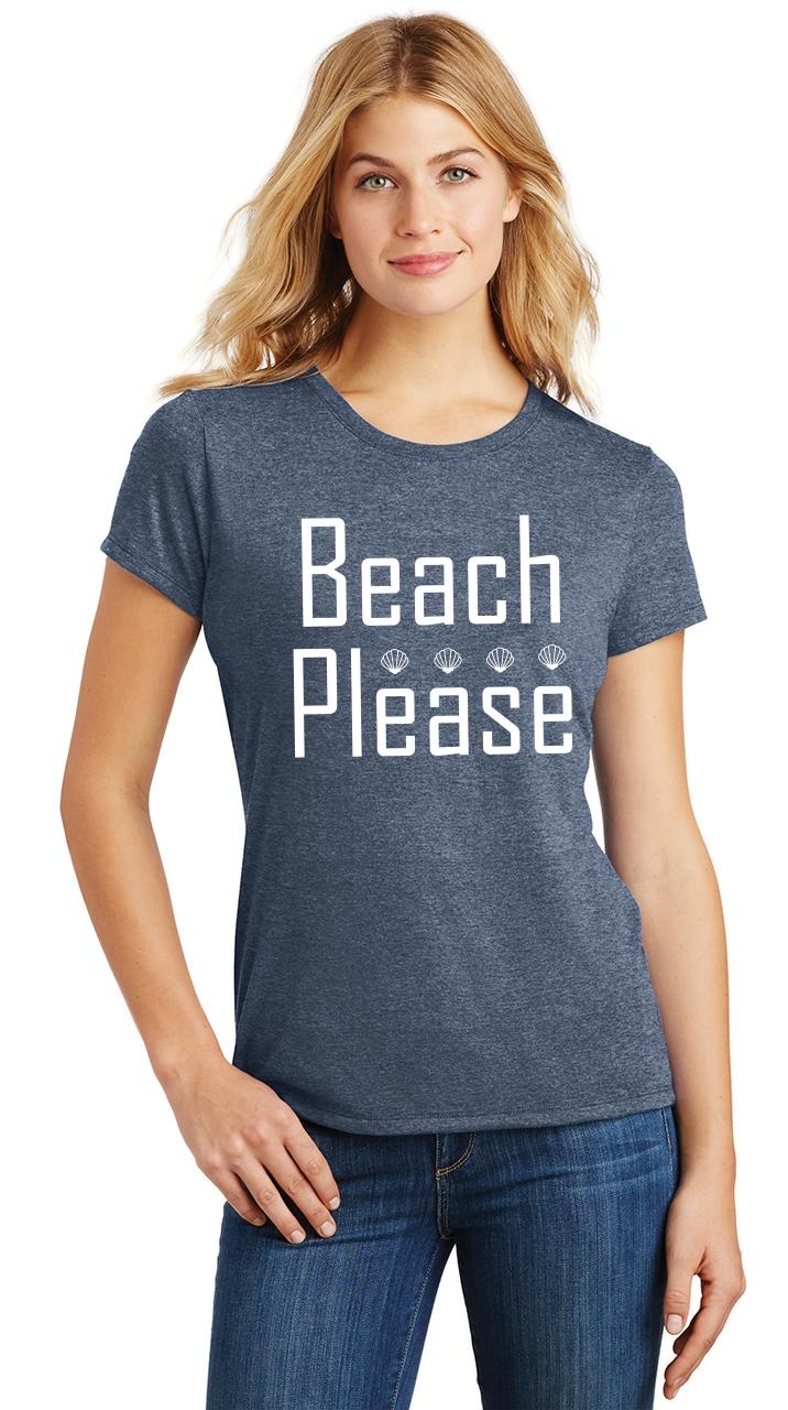 Ladies Beach Please Tri-Blend Tee Summer Ocean Vacation Sea Tee Shirt ...
