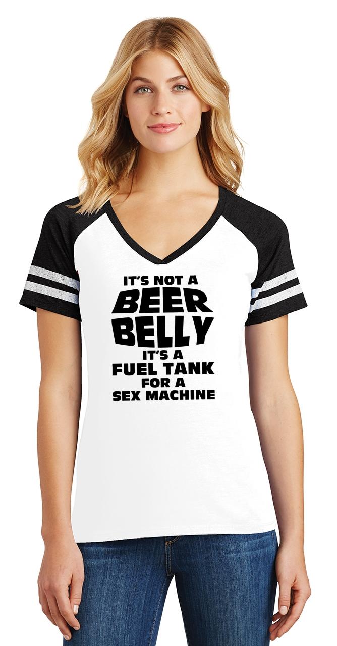 Ladies Its Not Beer Belly Its Fuel Tank For Sex Machine Game V Neck Tee 1999 Picclick 