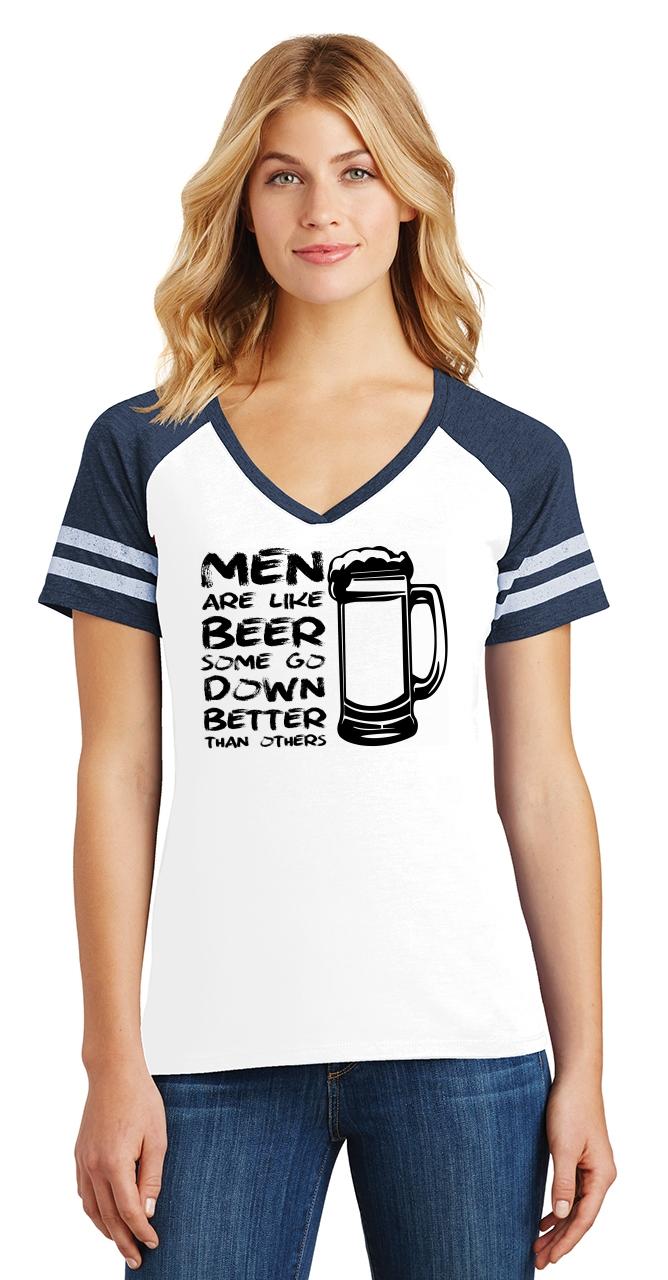 Ladies Men Like Beer Some Go Down Better Funny Sexual Humor Tee Game V ...