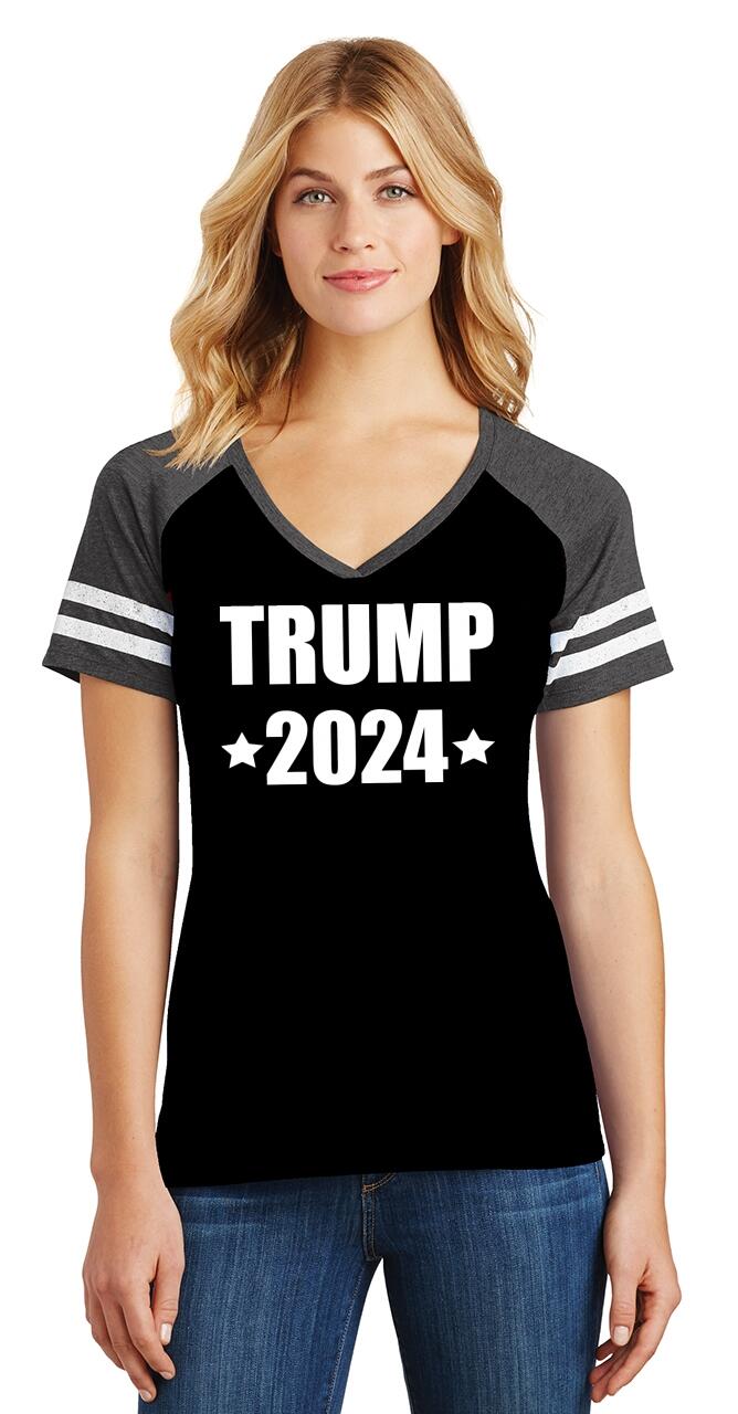 Ladies Trump 2024 Game VNeck Tee Elections Political Politics Rally eBay