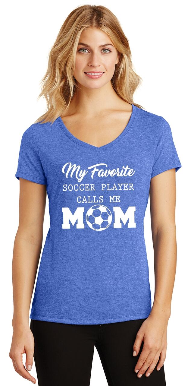 Ladies My Favorite Soccer Player Calls Me Mom Tri-Blend Tee Sports Game Soccer 